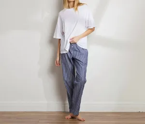Unisex Striped Cotton Boyfriend Pant In Denim Stripe