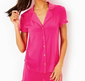 Valaine Pajama Top In Passion Fruit Pink