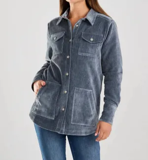 Velvet Shacket In Blue