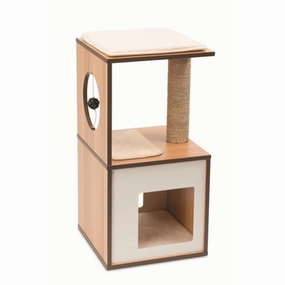 Vesper V-Box In Walnut Small Cat Condo cat scratching post,cat scratch pad,cat furniture scratcher