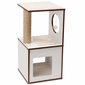 Vesper V-Box In White Small Cat Condo cat scratching post,cat scratch pad,cat furniture scratcher