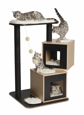 Vesper V-Double In Black Cat Condo cat scratching post,cat scratch pad,cat furniture scratcher