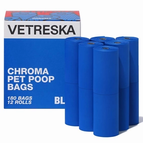 VETRESKA Chroma Dog Poop Bags 180pc (Blue) dog shampoo,pet wipes,dog cleaning spray