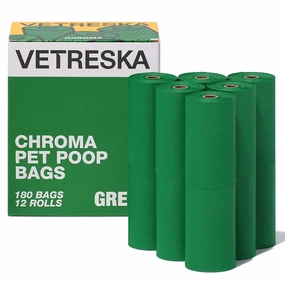VETRESKA Chroma Dog Poop Bags 180pc (Green) dog shampoo,pet wipes,dog cleaning spray