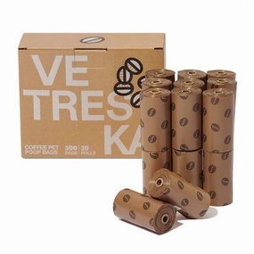 VETRESKA Coffee Scented Dog Poop Bags 300pc dog shampoo,pet wipes,dog cleaning spray