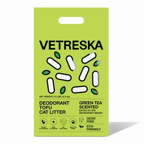 VETRESKA Deodorant Tofu Green Tea Clumping Cat Litter 2.5kg clumping cat litter,natural cat litter,dust free cat litter