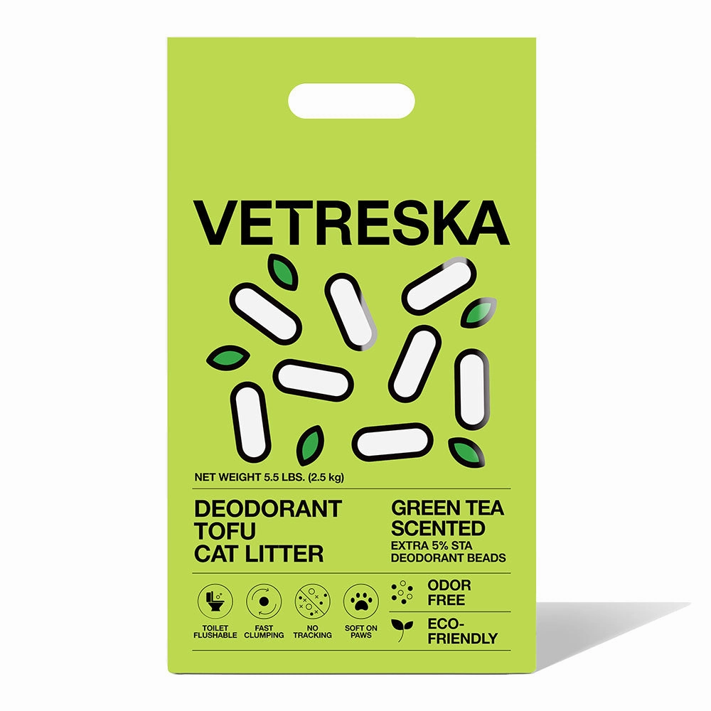 VETRESKA Deodorant Tofu Green Tea Clumping Cat Litter 2.5kg clumping cat litter,natural cat litter,dust free cat litter