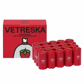 VETRESKA Strawberry Scented Dog Poop Bags 300pc dog shampoo,pet wipes,dog cleaning spray