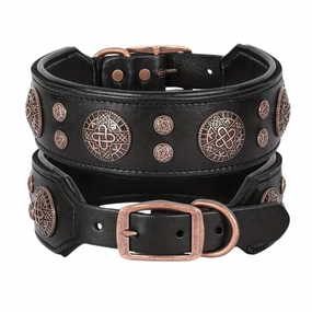 Vintage Leather Dog Collar with Padded Comfort for Medium to Large Breeds - XLarge dog harness and leash,reflective dog collar,pet walking gear