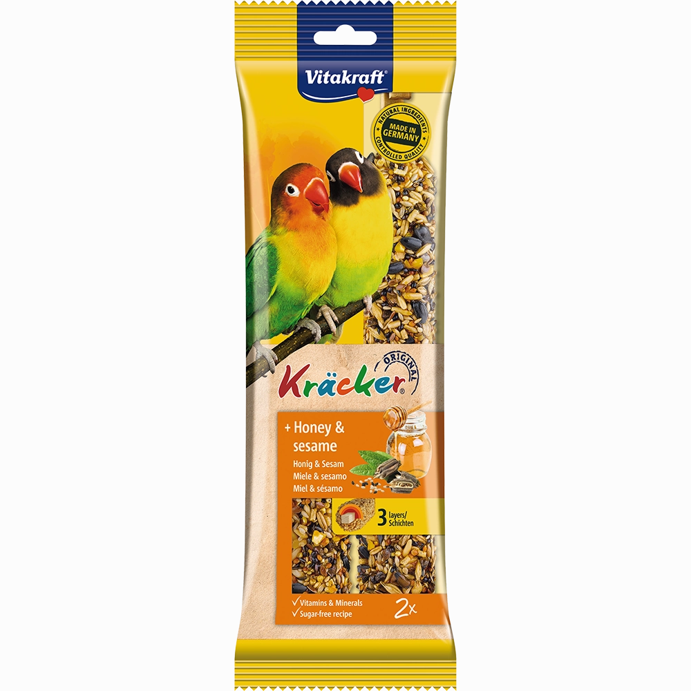 Vitakraft Kracker Honey & Sesame for Small Parrots 180g bird seed mix,small bird food,parakeet pellets