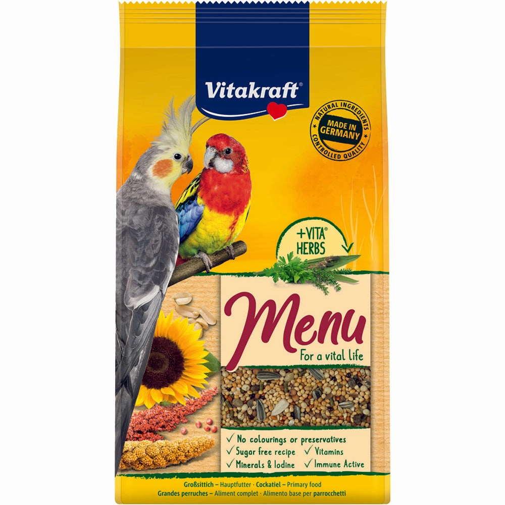Vitakraft Premium Menu Cockatiel 1kg bird seed mix,small bird food,parakeet pellets