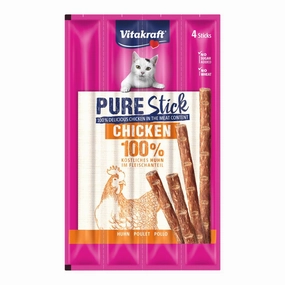 Vitakraft Pure Stick 100% Chicken Cat Treats (4sticks)(Exp 14Jun25) premium cat food dental cat treats cat chicken treats tuna cat food cat fish treats
