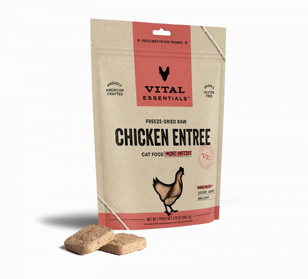 Vital Essentials Grain Free Chicken Dinner Patties Freeze Dried Raw Food for Cats cat supplies,cat essentials,cat accessories