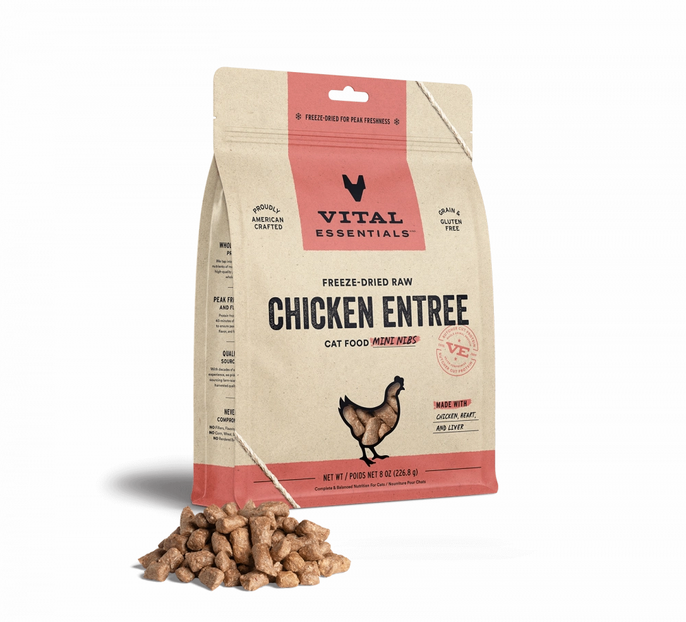 Vital Essentials Grain Free Chicken Mini Nibs Freeze Dried Raw Food for Cats cat supplies,cat essentials,cat accessories