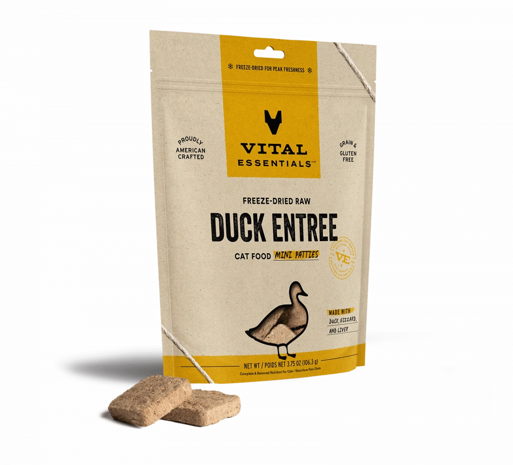Vital Essentials Grain Free Duck Mini Patties Freeze Dried Raw Food for Cats cat toys and food,complete cat care,all in one cat kit
