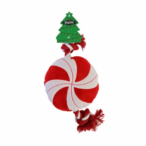 WagTime - Christmas Candy Rope Toy (30cm) squeaky dog toy,plush dog toy,soft chew toy