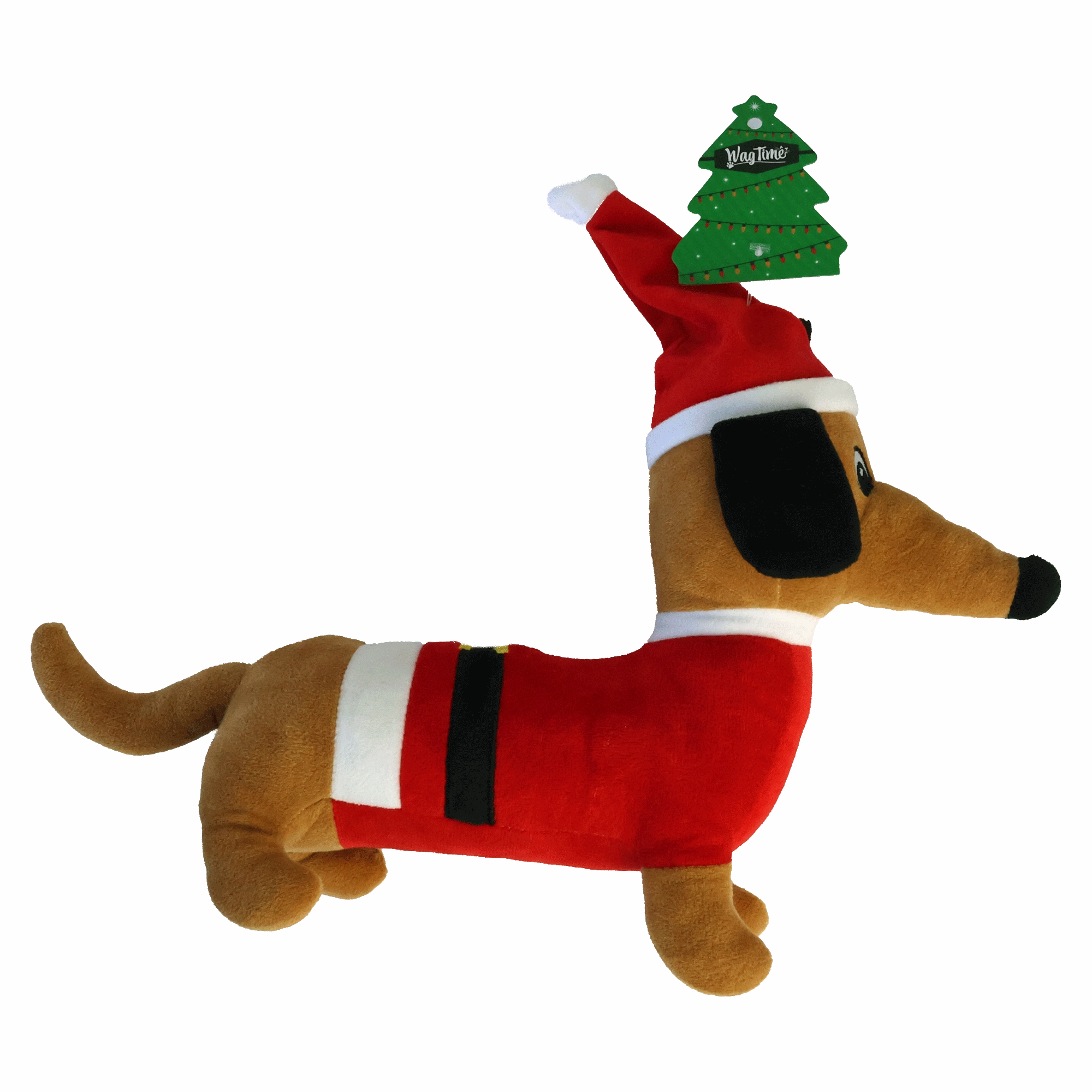 WagTime - Christmas Festive Dachshund (37cm) squeaky dog toy,plush dog toy,soft chew toy