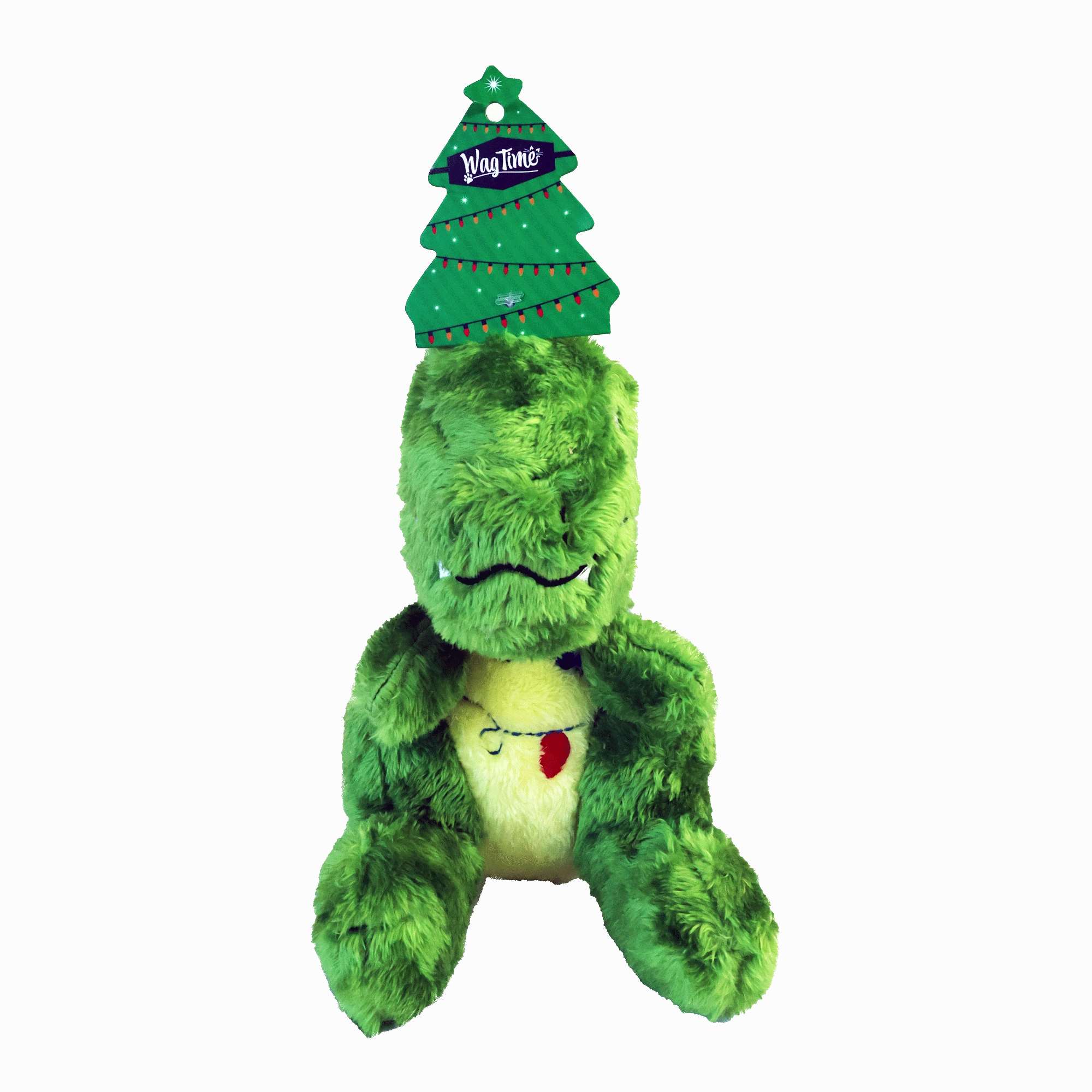 WagTime - Christmas Festive Dinosaur (25cm) squeaky dog toy,plush dog toy,soft chew toy
