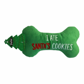 WagTime - Christmas I Ate Santas Cookies Bone (23cm) squeaky dog toy,plush dog toy,soft chew toy