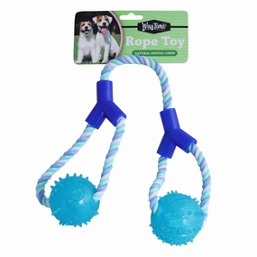 WagTime - Double Ball Tug Rope Toy (53cm) squeaky dog toy,plush dog toy,soft chew toy