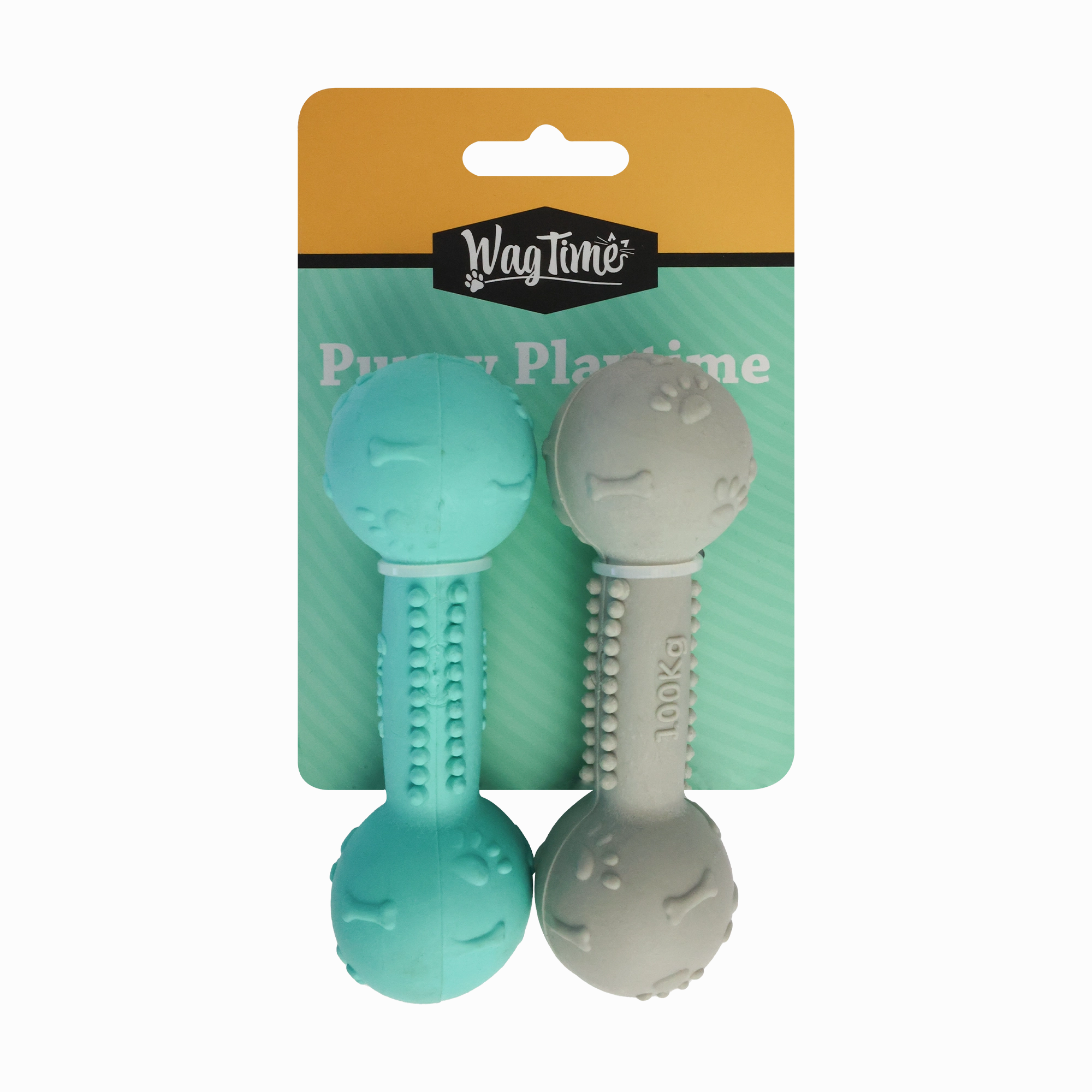 WagTime - Puppy Pastel Blue and Grey Dumbbell Set (11cm)