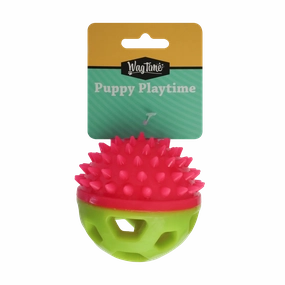 WagTime - Puppy Spikey Play Ball (8.5cm) squeaky dog toy,plush dog toy,soft chew toy