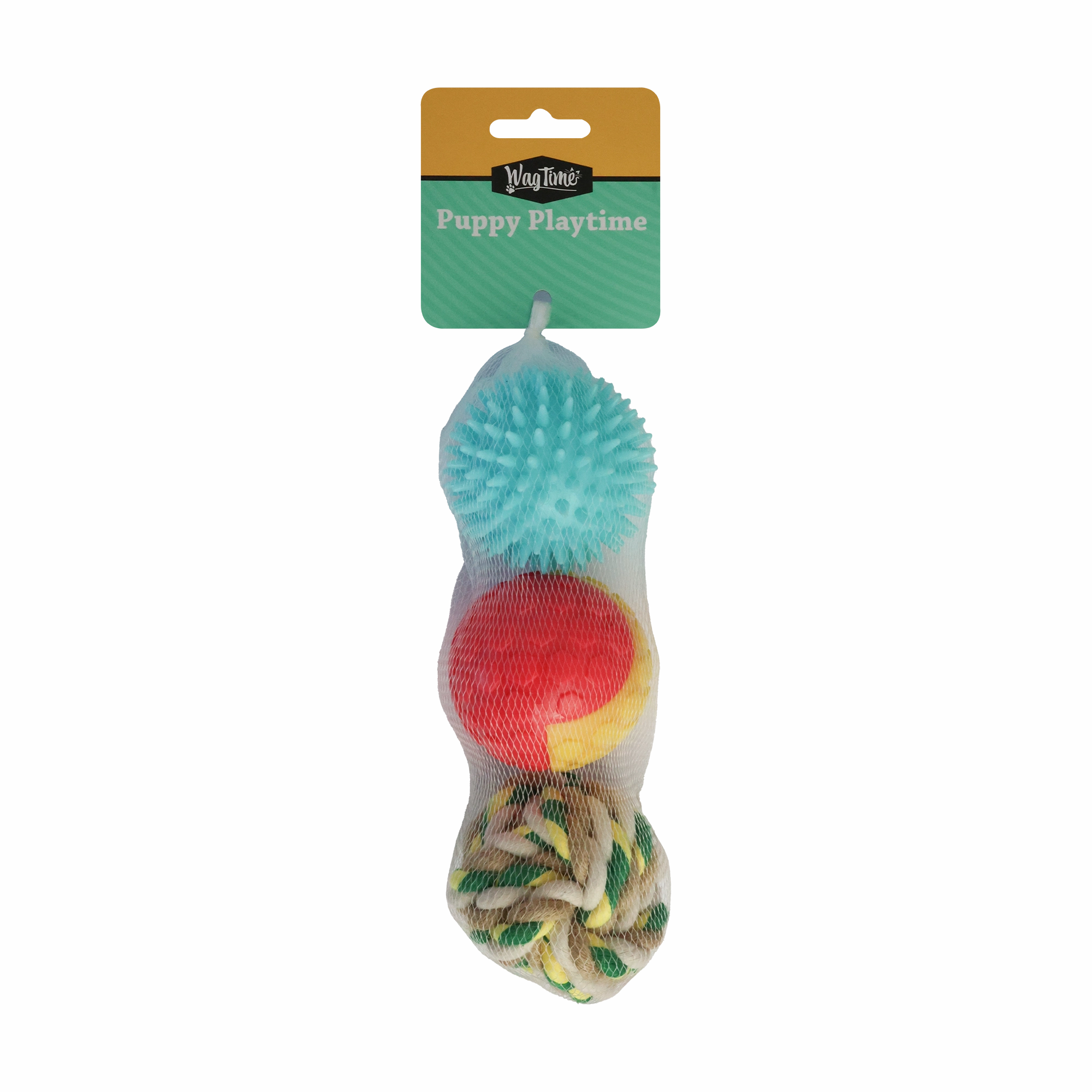 WagTime - Puppy Textured Ball Trio (6.5cm) squeaky dog toy,plush dog toy,soft chew toy