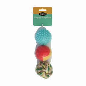 WagTime - Puppy Textured Ball Trio (6.5cm) squeaky dog toy,plush dog toy,soft chew toy