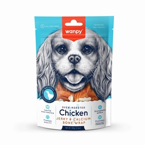 Wanpy Chicken Jerky and Calcium Bone Wrap 100g meat dog treat,healthy dog snack,jerky for dogs