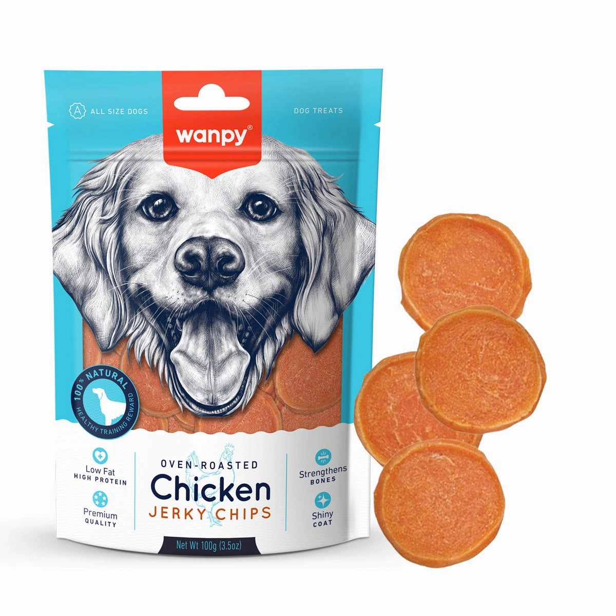 Wanpy Chicken Jerky Chips 100g meat dog treat,healthy dog snack,jerky for dogs