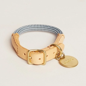 We are Tight: Rope Dog Collar, Alaskan Blue dog collar,leather dog collar,adjustable dog collar
