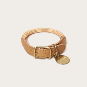 We are Tight: Rope Dog Collar, Ginger dog collar,leather dog collar,adjustable dog collar