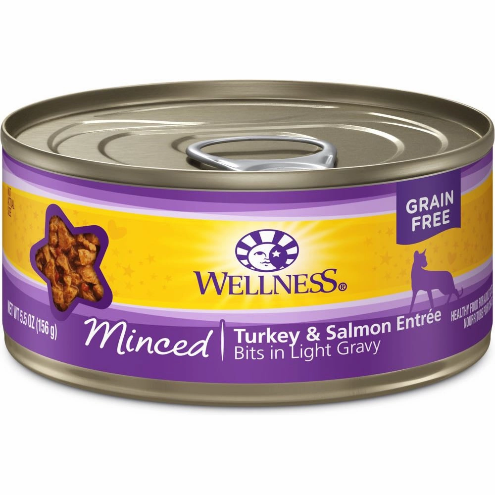 Wellness Complete Health Minced Turkey & Salmon Entree Grain-Free Canned Cat Food 156g cat snacks catnip treats healthy cat food cat reward treats low calorie cat food
