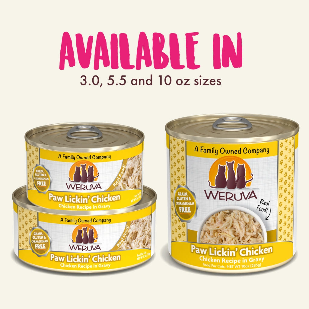 Weruva Wet Cat Food Classic Paw Lickin' Chicken - Chicken Recipe in Gravy grain free wet cat food,senior cat wet food,cat pt