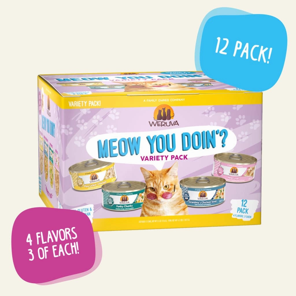 Weruva Wet Cat Food Meow You Doin'? Variety Pack 5.5oz Cans 12pk grain free wet cat food,senior cat wet food,cat pt