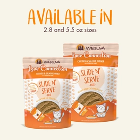 Weruva Wet Cat Food Pats Slide & Serve Love Connection Chicken & Salmon Dinner grain free wet cat food,senior cat wet food,cat pt