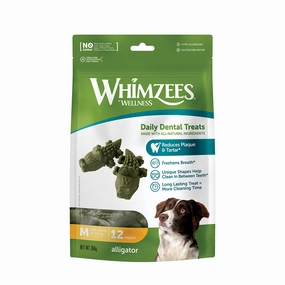 Whimzees All Natural Dental Treats for Dogs Alligator M 12pcs dental dog chews,vet approved chews,teeth cleaning treats