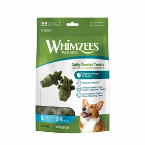 Whimzees All Natural Dental Treats for Dogs Alligator S 24pcs dental dog chews,vet approved chews,teeth cleaning treats