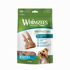 Whimzees All Natural Dental Treats for Dogs Antler S 24pcs dental dog chews,vet approved chews,teeth cleaning treats