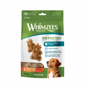 Whimzees All Natural Dental Treats for Dogs Hedgehog L 6pcs dental dog chews,vet approved chews,teeth cleaning treats