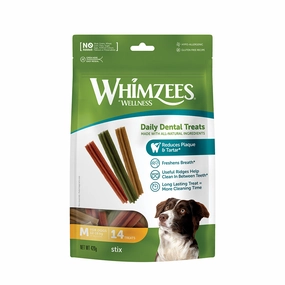 Whimzees All Natural Dental Treats for Dogs Stix M 14pcs dental dog chews,vet approved chews,teeth cleaning treats