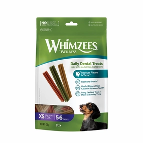 Whimzees All Natural Dental Treats for Dogs Stix XS 48 8pcs dental dog chews,vet approved chews,teeth cleaning treats