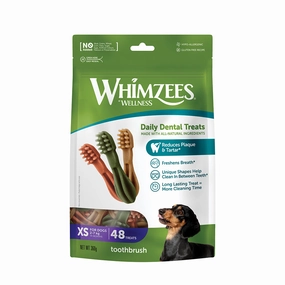 Whimzees All Natural Dental Treats for Dogs Toothbrush XS 48pcs dental dog chews,vet approved chews,teeth cleaning treats