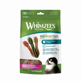Whimzees All Natural Dental Treats for Dogs Toothbrush XXS 113pcs dental dog chews,vet approved chews,teeth cleaning treats
