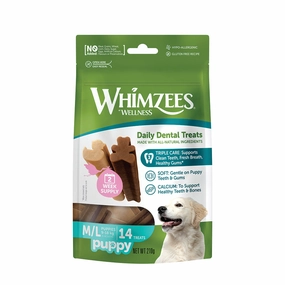Whimzees All Natural Dental Treats for Puppy M/L Breeds 14pcs dental dog chews,vet approved chews,teeth cleaning treats