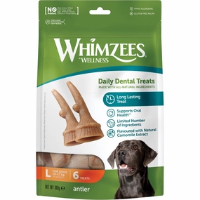 Whimzees Occupy Chews Antler Large Grain-Free Dental Dog Treats 6pc dog dental snacks,dental bones for dogs,dog oral sticks