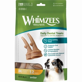 Whimzees Occupy Chews Antler Medium Grain-Free Dental Dog Treats 12pc dog dental snacks,dental bones for dogs,dog oral sticks