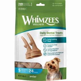 Whimzees Occupy Chews Antler Small Grain-Free Dental Dog Treats 24pc dog dental snacks,dental bones for dogs,dog oral sticks