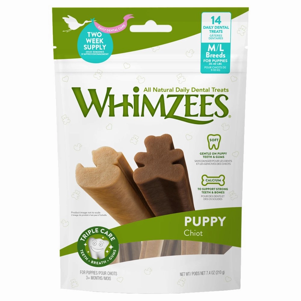 Whimzees Puppy Grain-Free Dental Dog Treats (M/L) 14pc dog dental snacks,dental bones for dogs,dog oral sticks