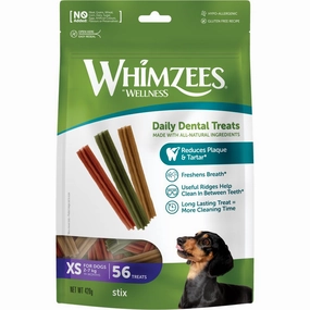 Whimzees Stix Extra Small Grain-Free Dental Dog Treats 56pc dog dental snacks,dental bones for dogs,dog oral sticks